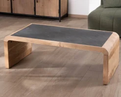 Meuble House Table basse design retro avec plateau placage pierre 
