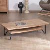 Meuble House Table basse double plateau forme bateau en acacia massif "Zen Black" Outlet