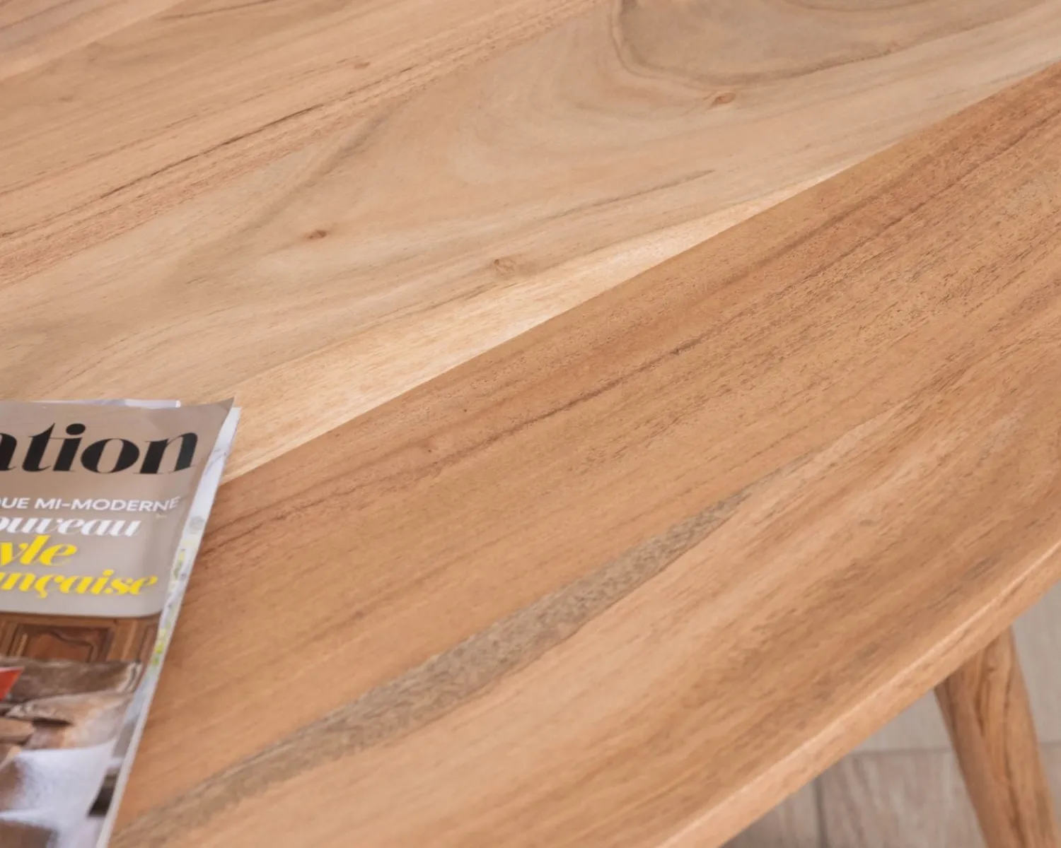 Meuble House Table basse forme bateau style scandinave "Voluto" 110 cm en acacia massif Online