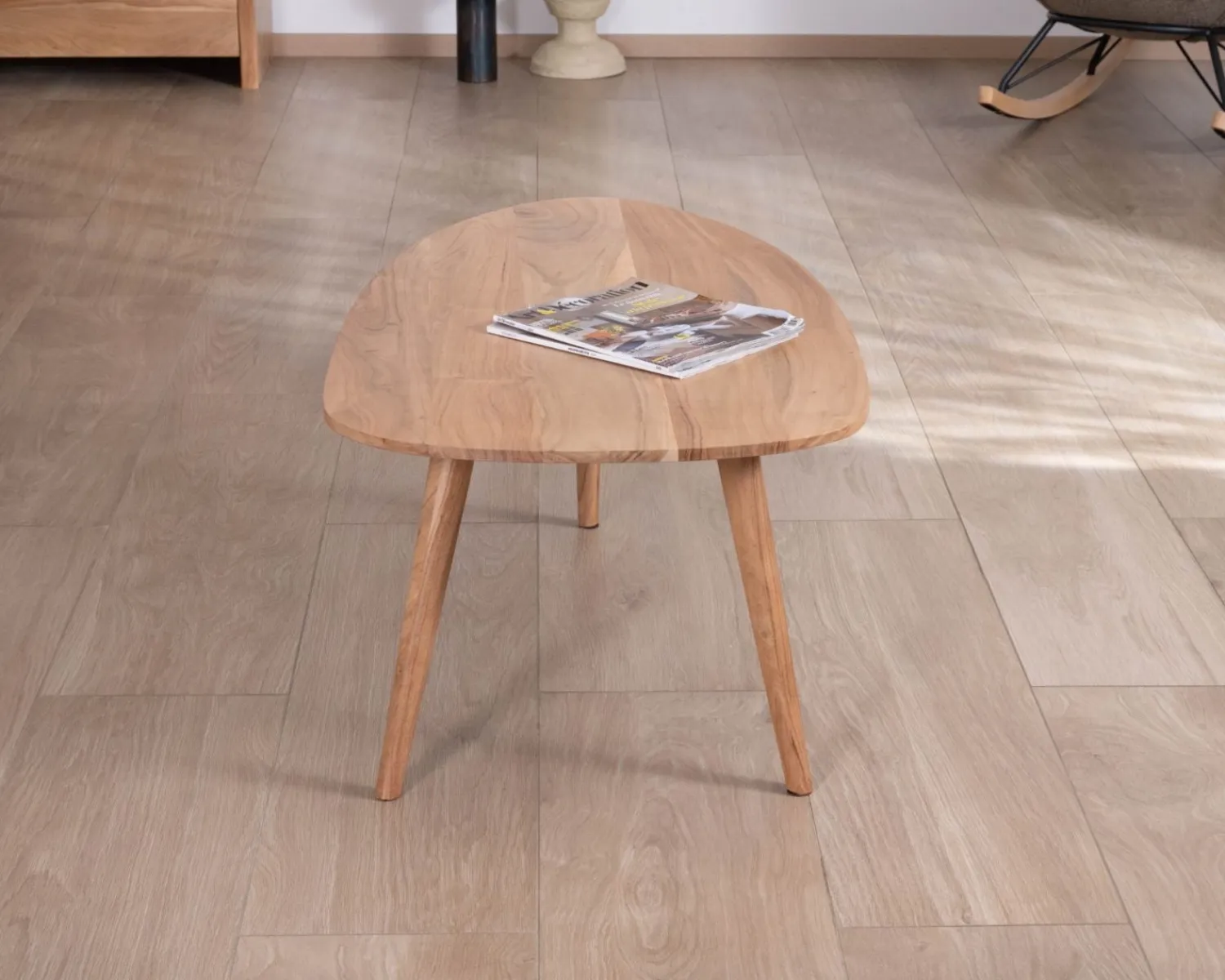 Meuble House Table basse forme bateau style scandinave "Voluto" 110 cm en acacia massif Online