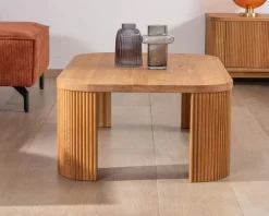 Meuble House Table basse épurée avec pieds cannelés style rétro en chêne huilé