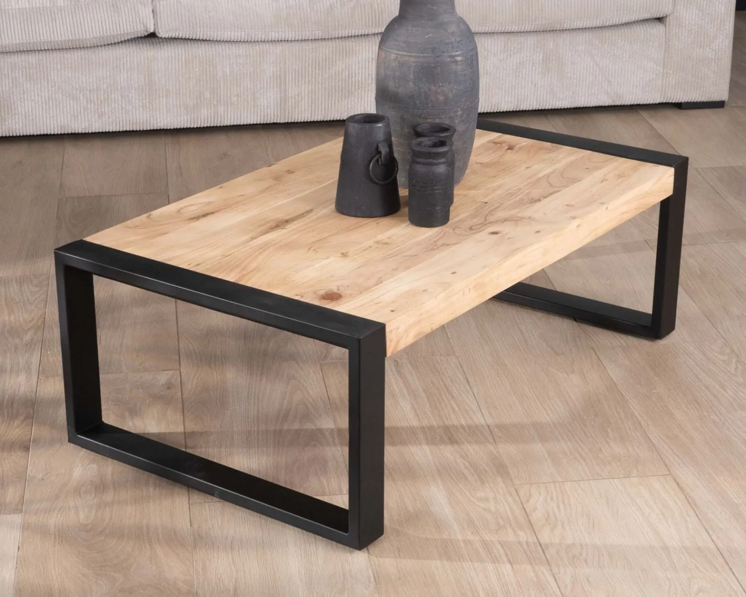 Meuble House Table basse rectangle de style industriel métal et bois "Montréal" Best