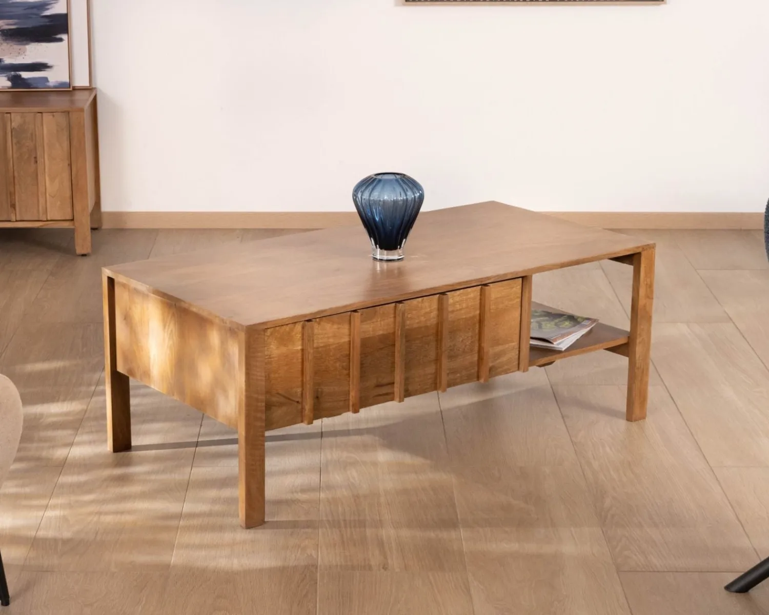 Meuble House Table basse rectangulaire esprit zen en manguier naturel "Sicaly" New