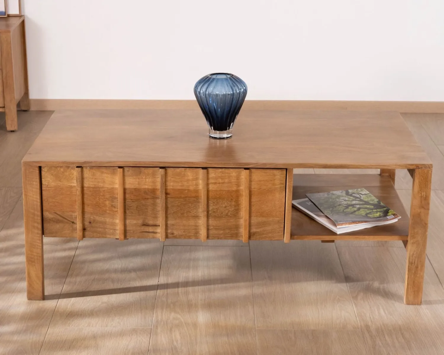 Meuble House Table basse rectangulaire esprit zen en manguier naturel "Sicaly" New
