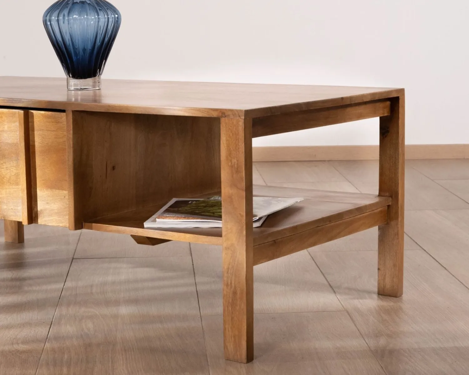 Meuble House Table basse rectangulaire esprit zen en manguier naturel "Sicaly" New