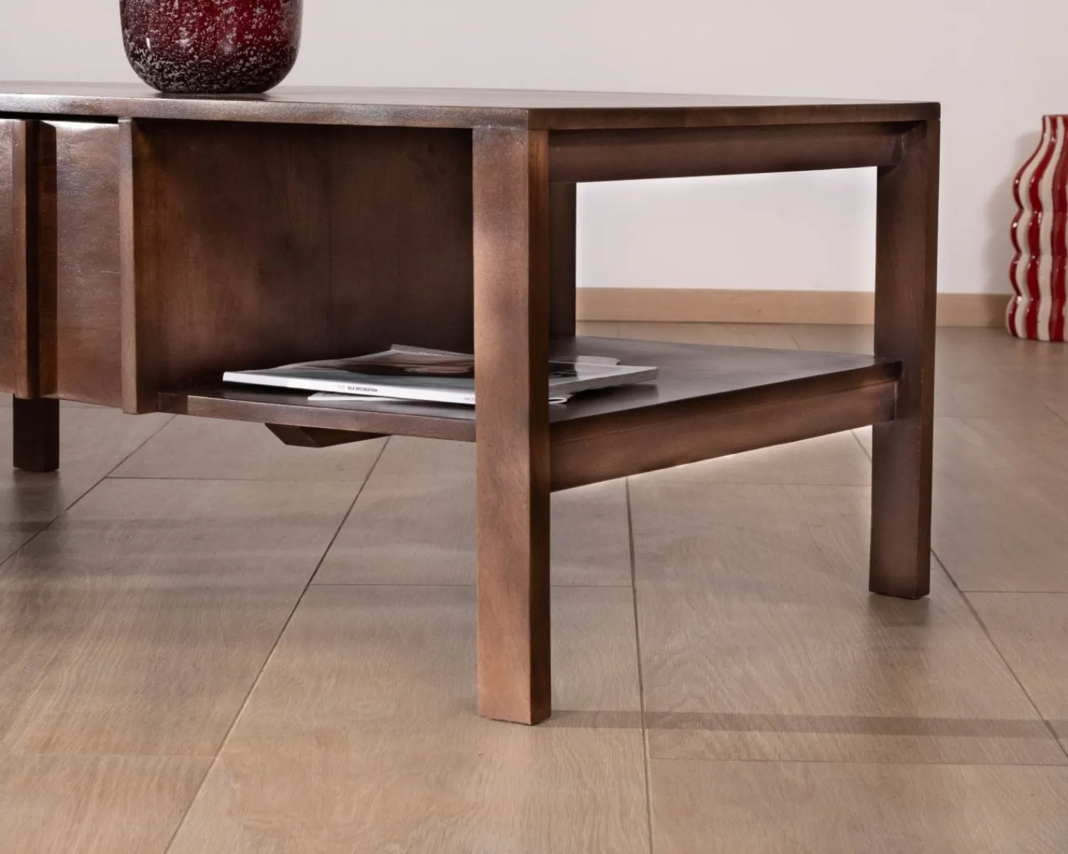 Meuble House Table basse rectangulaire esprit zen en manguier teinte noyer "Sicora " Clearance