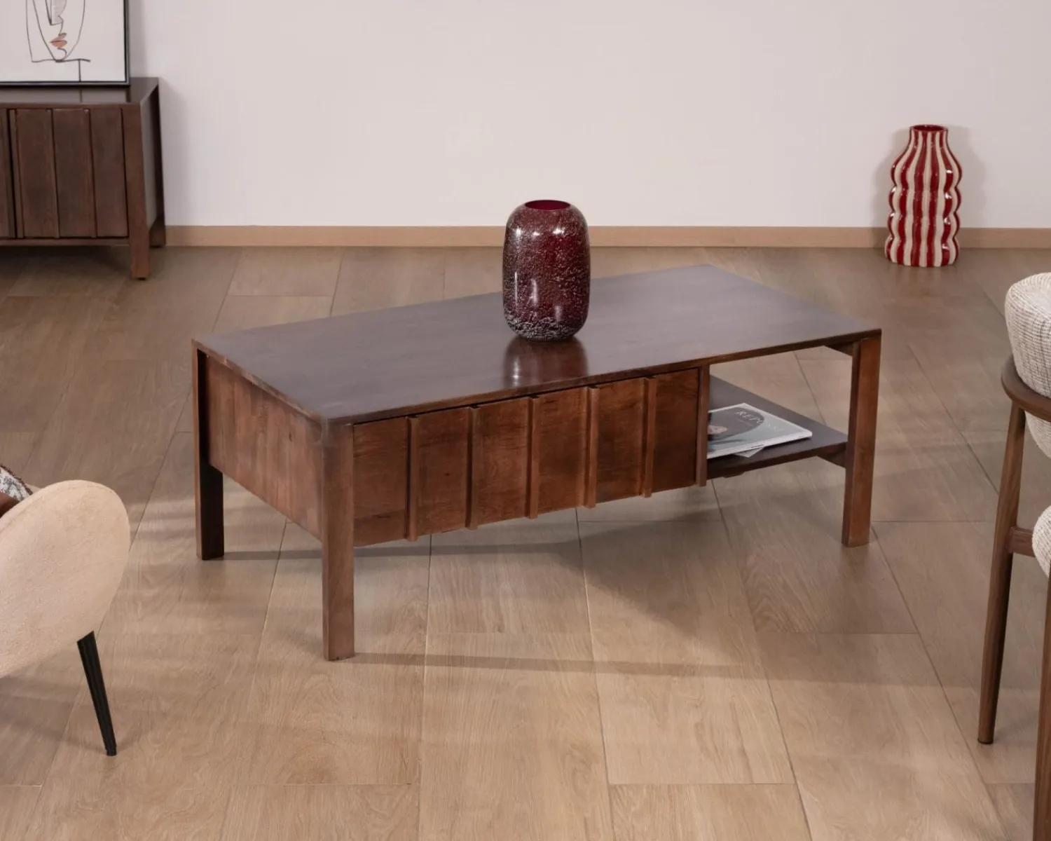 Meuble House Table basse rectangulaire esprit zen en manguier teinte noyer "Sicora " Clearance