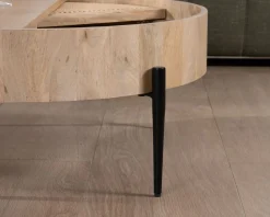 Meuble House Table basse ronde avec plateau pivotant en cannage