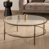 Meuble House Table basse ronde 90 cm en laiton doré et plateau verre "Gilt Antique" style contemporain chic Hot