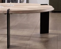Meuble House Table basse ronde design en acacia et 3 pieds métal noir "Shelley" Sale