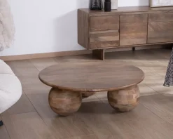 Meuble House Table basse ronde design épuré et organique en manguier massif