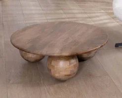 Meuble House Table basse ronde design épuré et organique en manguier massif