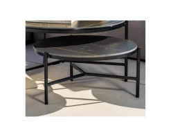 Meuble House Table basse ronde en aluminium et plateau céramique noir "Lazy Beach" diamètre 62 cm Hot