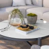 Meuble House Table basse ronde en céramique et aluminium, diam. 126 "Sokha Beach" New
