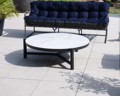 Meuble House Table basse ronde en céramique et aluminium, diam. 126