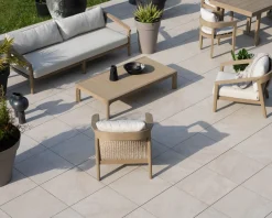 Meuble House Table basse spécial extérieur design épuré en teck finition naturelle sablée "Vérone" Hot