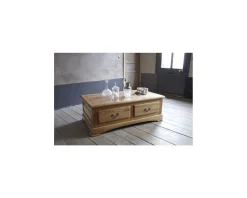 Meuble House Table basse 2 tiroirs chêne massif "Antique" Hot