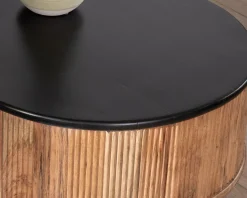 Meuble House Table basse vintage design arrondi en acacia naturel et noir