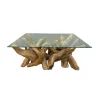 Meuble House Table basse vitrée en racine de teck naturel recyclé "Farmer" Best