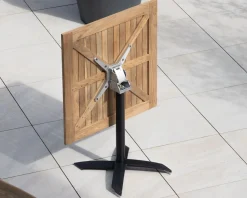 Meuble House Table bistrot 80x80 cm en teck et pied central aluminium 