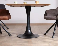 Meuble House Table carrée 90 cm esprit bistrot en acacia "Piccadilly" pied tulipe en métal Hot