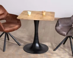 Meuble House Table carrée esprit bistrot en manguier naturel