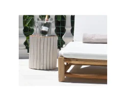 Meuble House Table d'appoint style ethnique en branches de teck "Sumatra" blanc et bois Discount