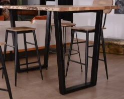 Meuble House Table de bar 150x90 métal et acacia massif naturel