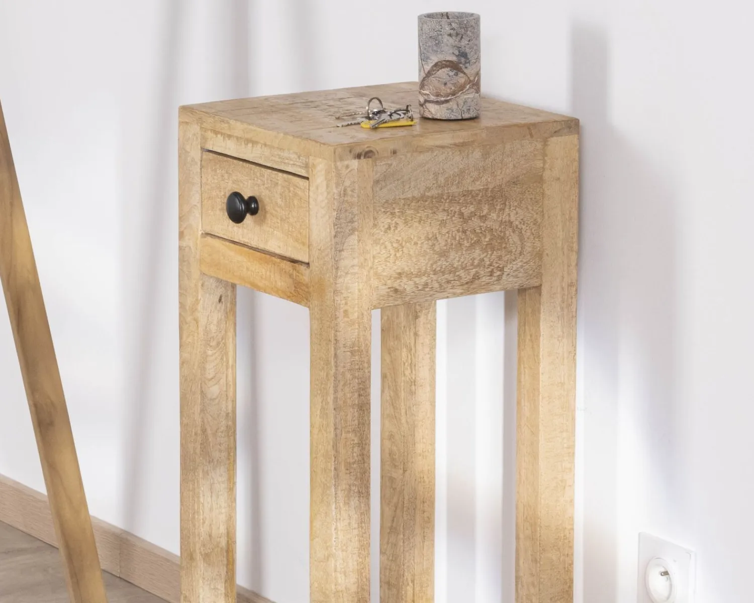 Meuble House Table de chevet haute ou sellette avec 1 tiroir "Manoha" en manguier H 70 cm Clearance