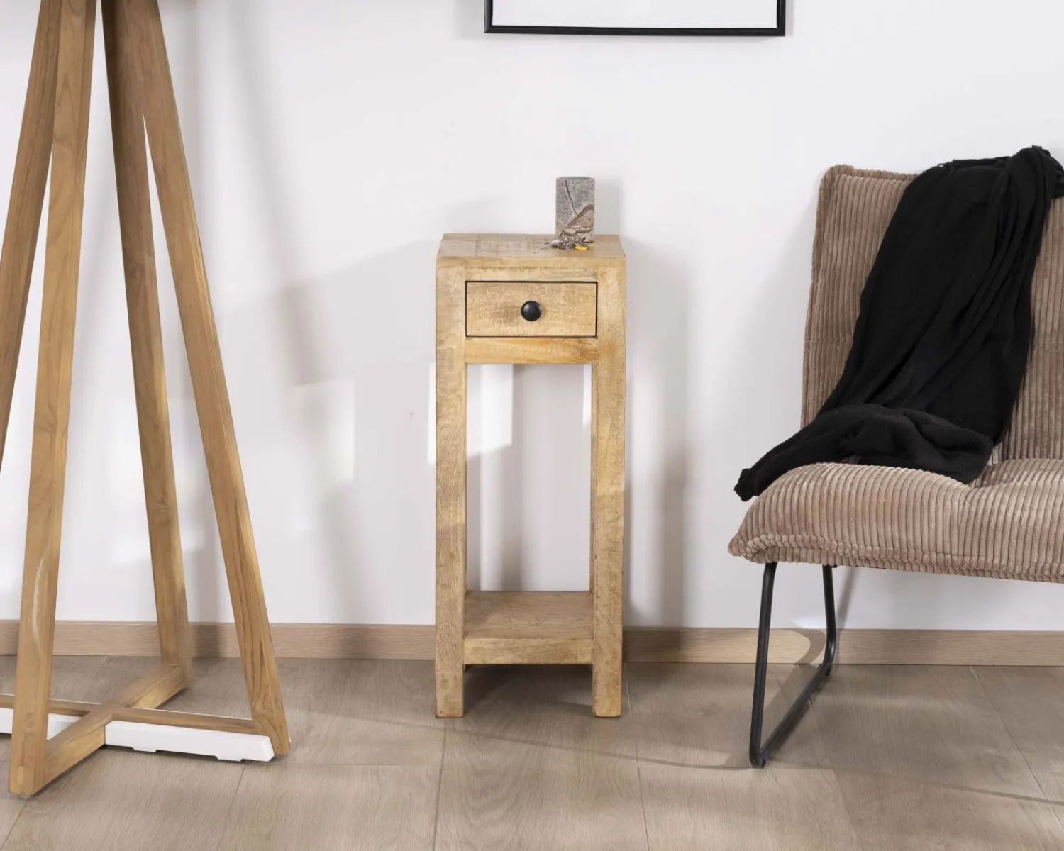 Meuble House Table de chevet haute ou sellette avec 1 tiroir "Manoha" en manguier H 70 cm Clearance