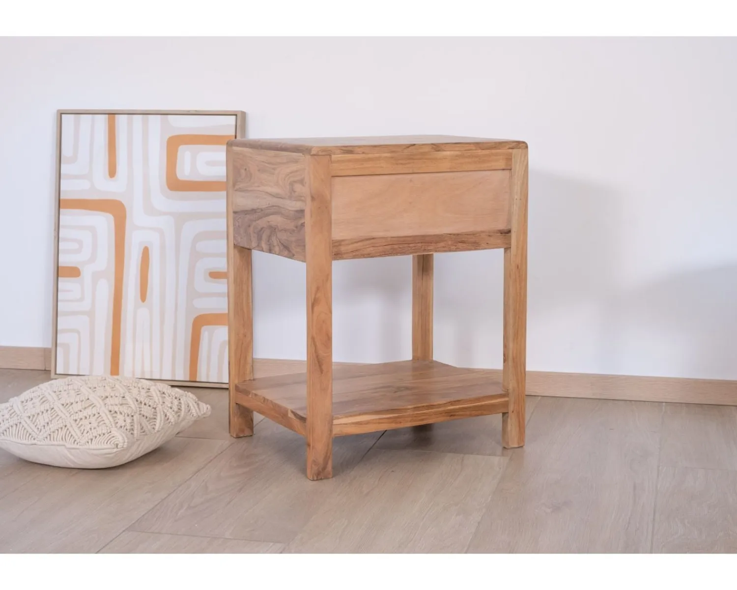 Meuble House Table de chevet ou d'appoint en acacia avec tiroir "Conoa" Outlet