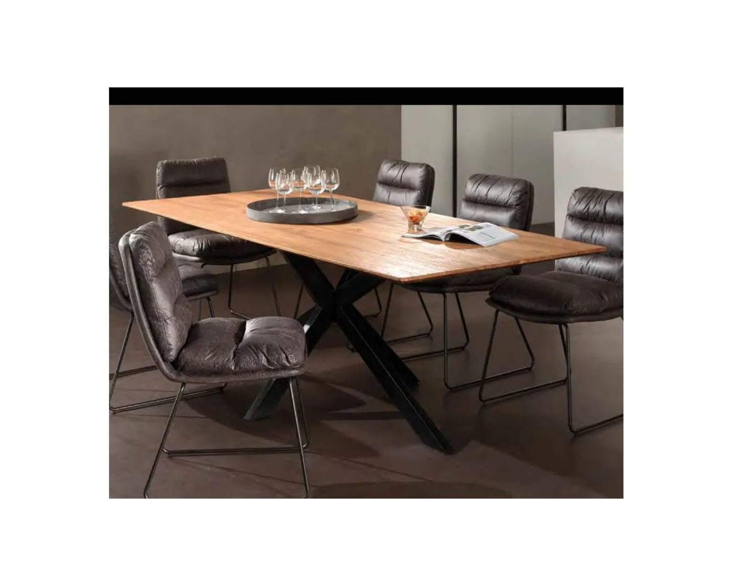 Meuble House Table de repas avec pieds mikado et plateau en teck 180 cm "Copley" Outlet