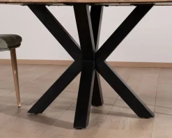 Meuble House Table de repas carrée 120 cm en acacia et pieds croix métal