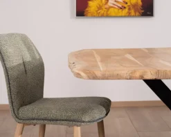 Meuble House Table de repas carrée 120 cm en acacia et pieds croix métal