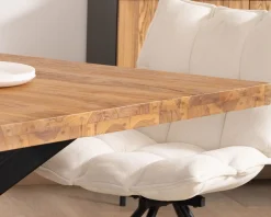 Meuble House Table de repas carrée en teck pied métal 130 cm