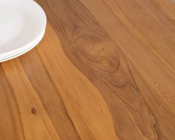 Meuble House Table de repas carrée en teck pied métal 130 cm