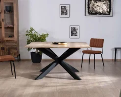 Meuble House Table de repas carrée extensible style industriel manguier et métal