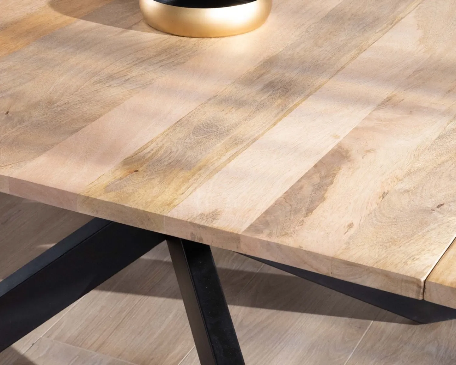 Meuble House Table de repas carrée extensible style industriel manguier et métal "Haden" 140x140-220cm Hot