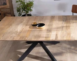 Meuble House Table de repas carrée 120x120cm style industriel manguier et métal