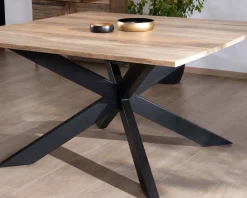 Meuble House Table de repas carrée 120x120cm style industriel manguier et métal
