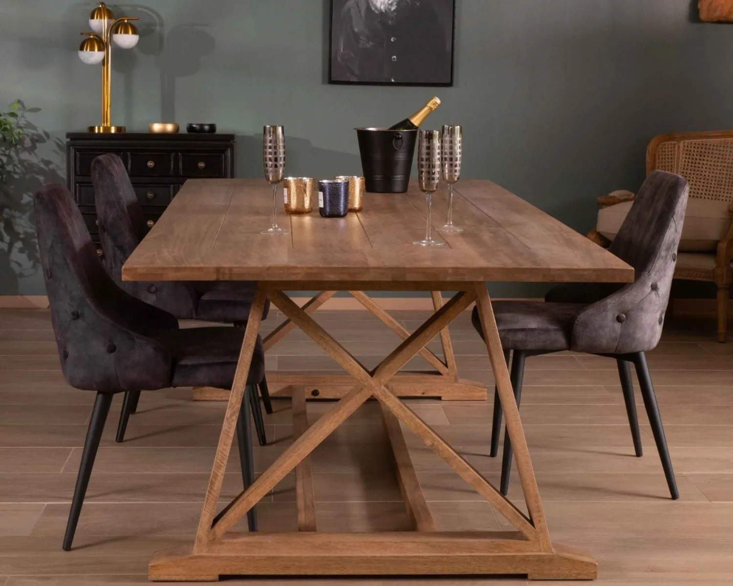Meuble House Table de repas 240cm "Asia" bois massif et plateau rectangulaire Best