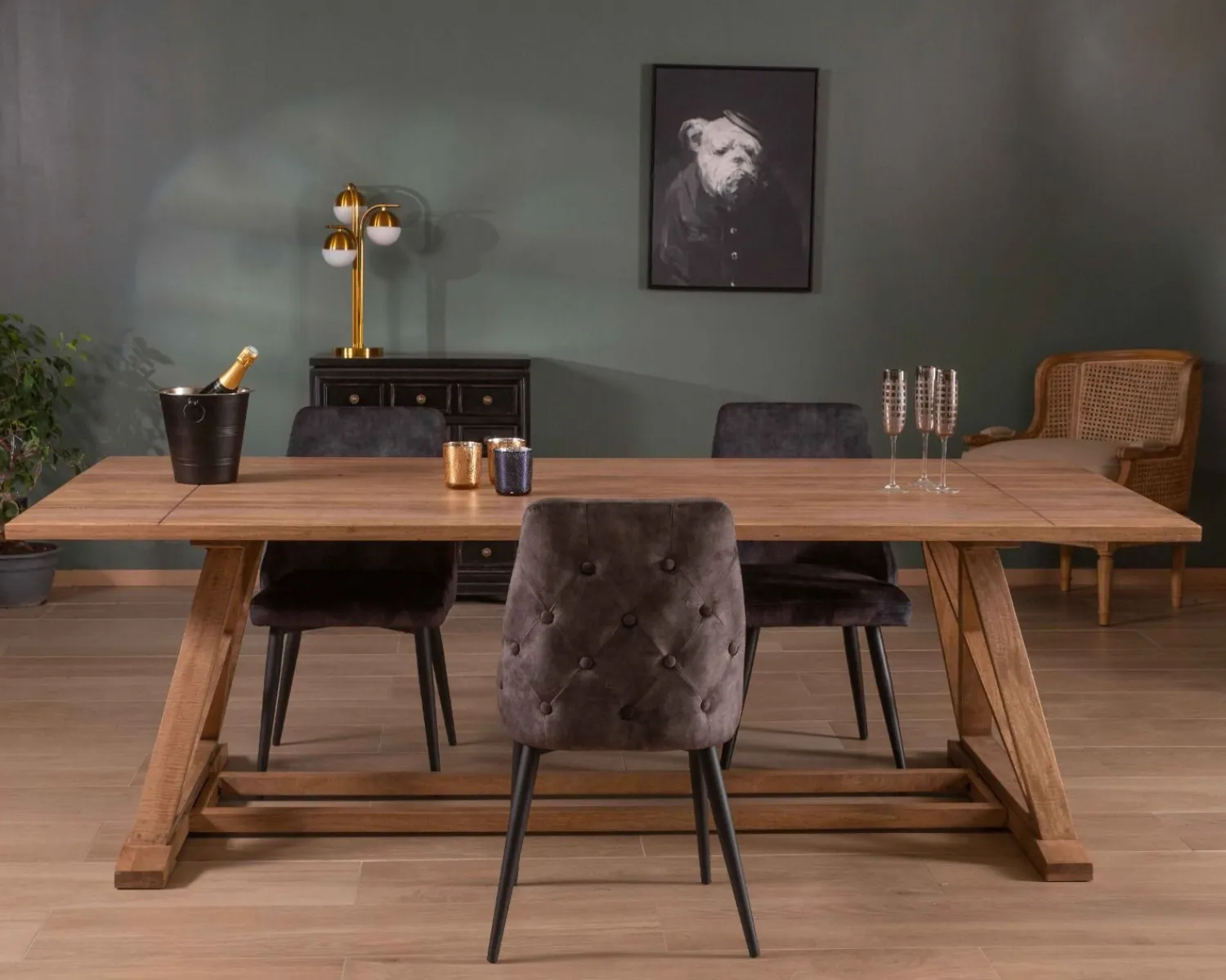 Meuble House Table de repas 240cm "Asia" bois massif et plateau rectangulaire Best