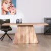 Meuble House Table de repas 175 cm design "Elki" en acacia avec pied central Discount