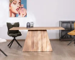 Meuble House Table de repas 175 cm design "Elki" en acacia avec pied central Discount