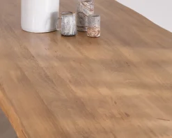 Meuble House Table de repas 200 cm plateau en manguier bords naturels "Presolino" pieds croix métal