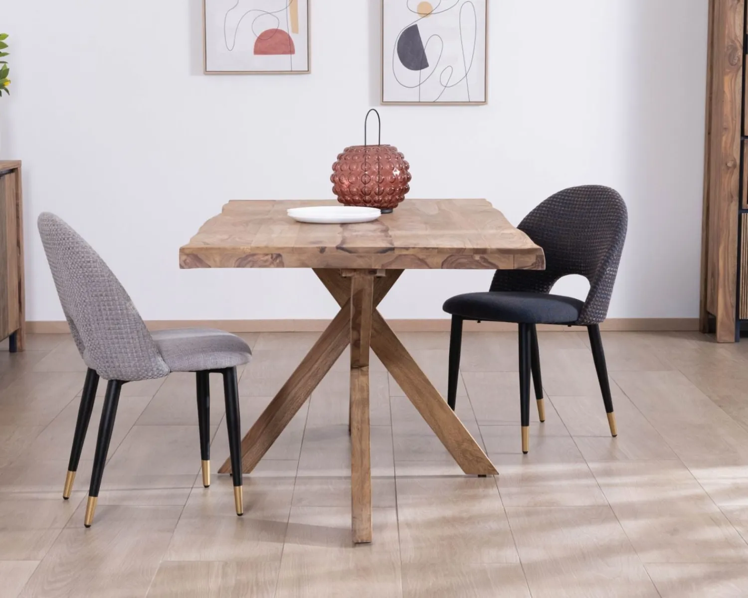 Meuble House Table de repas 180 cm plateau naturel et pieds croix "Enoa" 100% palissandre New