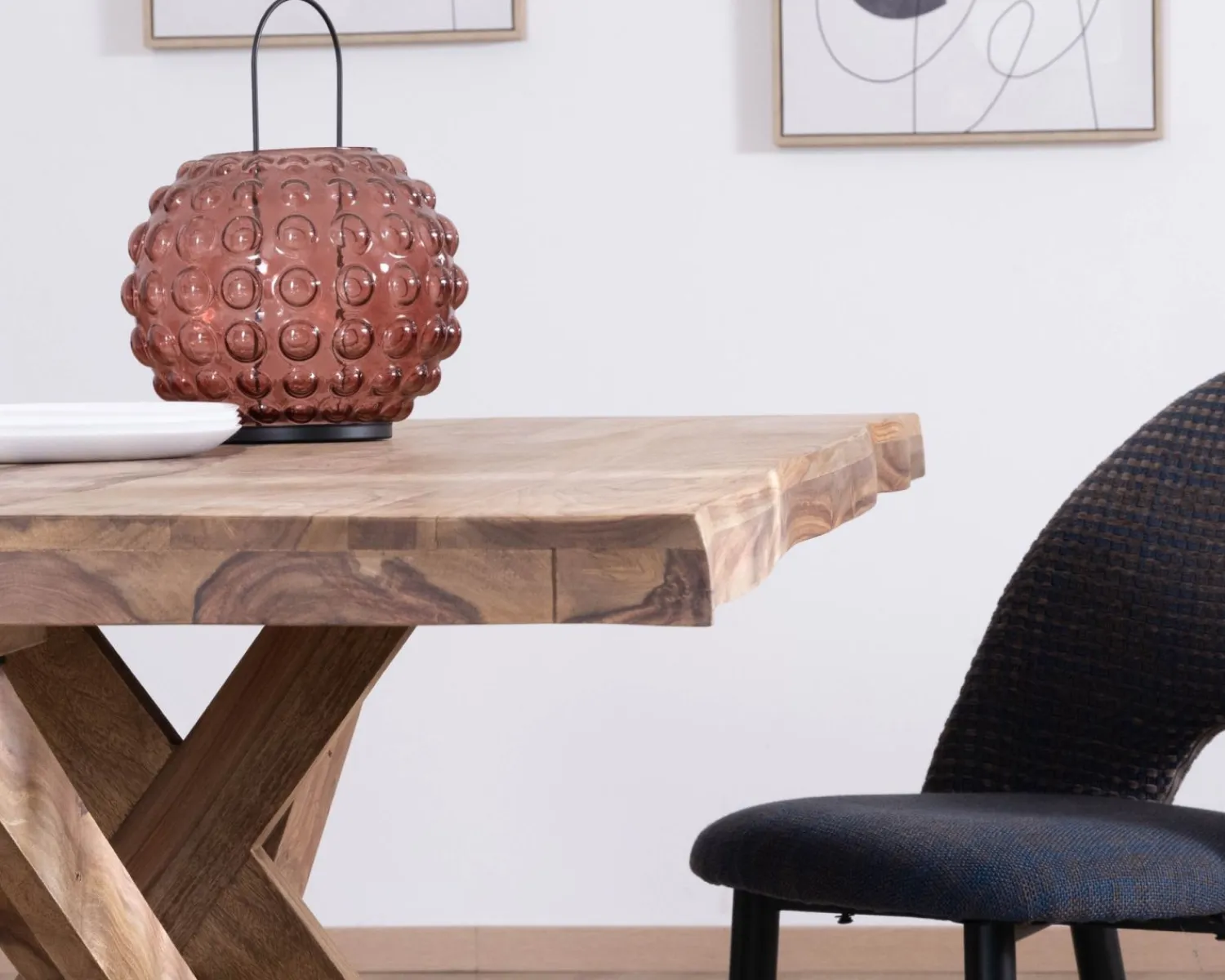Meuble House Table de repas 180 cm plateau naturel et pieds croix "Enoa" 100% palissandre New