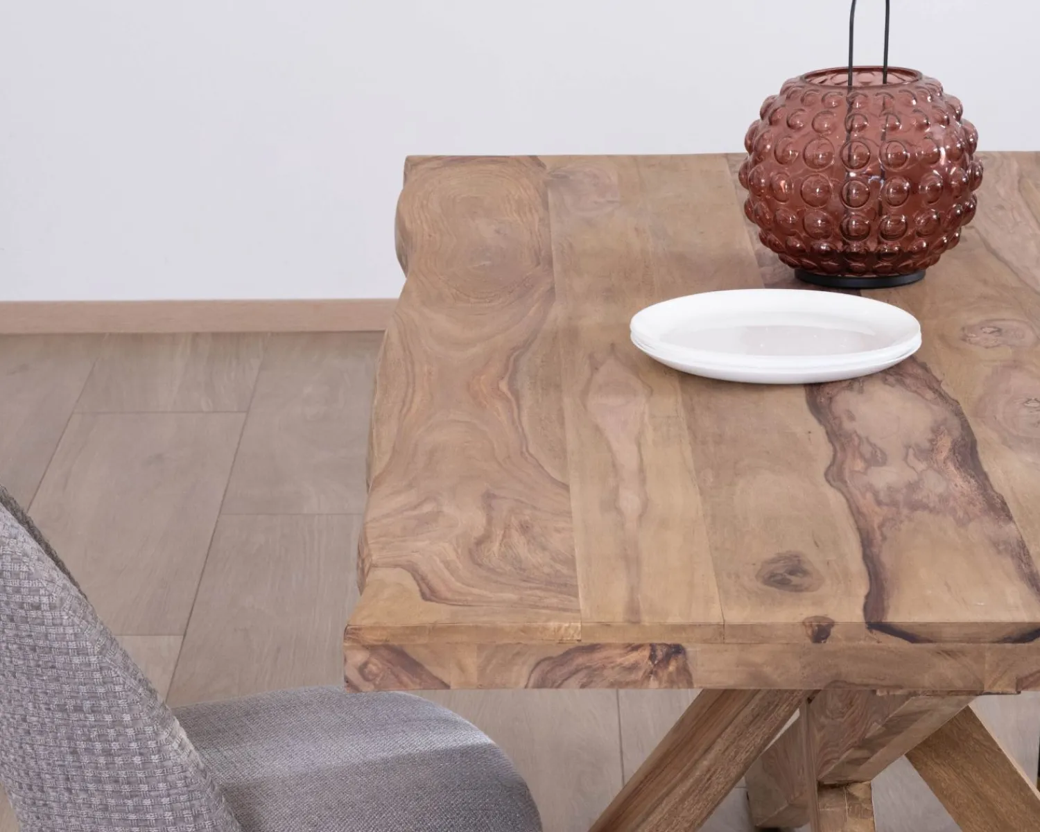 Meuble House Table de repas 180 cm plateau naturel et pieds croix "Enoa" 100% palissandre New
