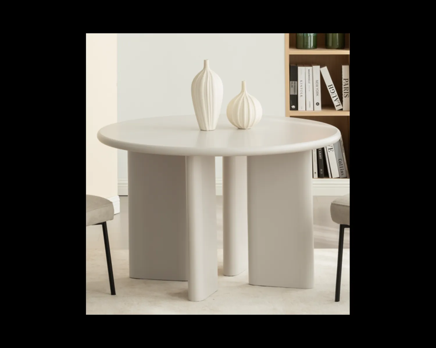 Meuble House Table de repas contemporaine ronde 120 cm coloris crème "Odyna" Online
