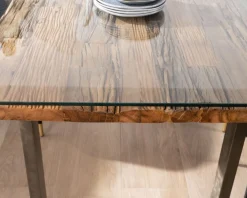 Meuble House Table de repas design en bois recyclé et pieds métal en U 